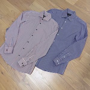 HUGO BOSS Bundle of 2 Slim fit men’s dress shirts Orange & blue/Purple & white